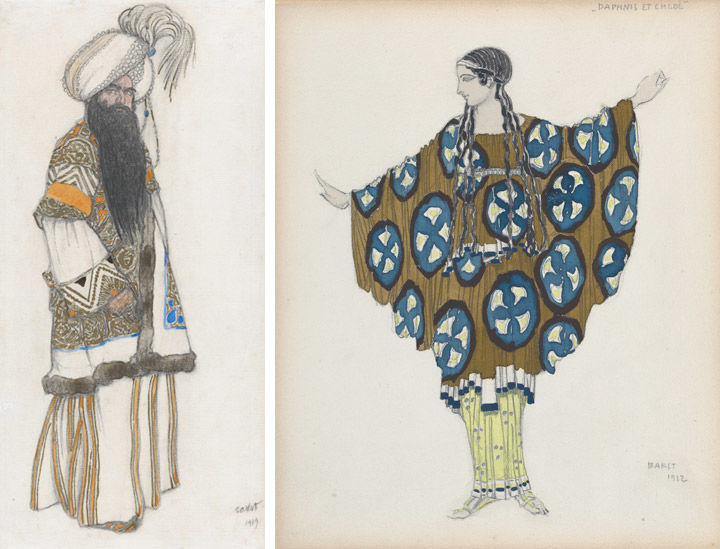 Two costume designs by Leon Bakst for the Ballet Russes