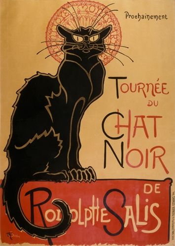 Théophile-Alexandre Steinlen poster of a black cat standing on a red ledge