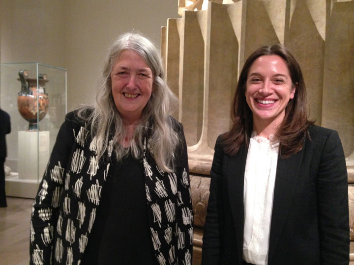 Mary Beard and Julia Siemon in the Greek and Roman galleries at The Met
