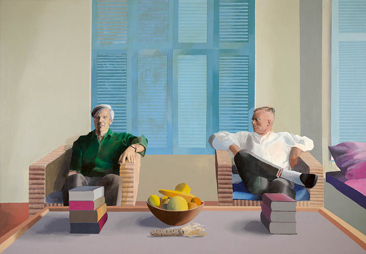 David Hockney's iconic double-portrait of Christopher Isherwood (right) and Don Bachardy (left)