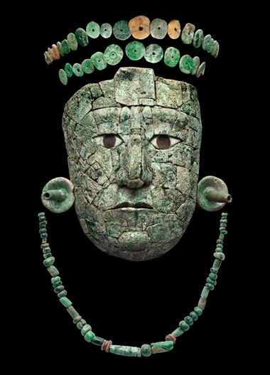 A jadeite funerary mask of the "Red Queen" from the seventh century A.D.