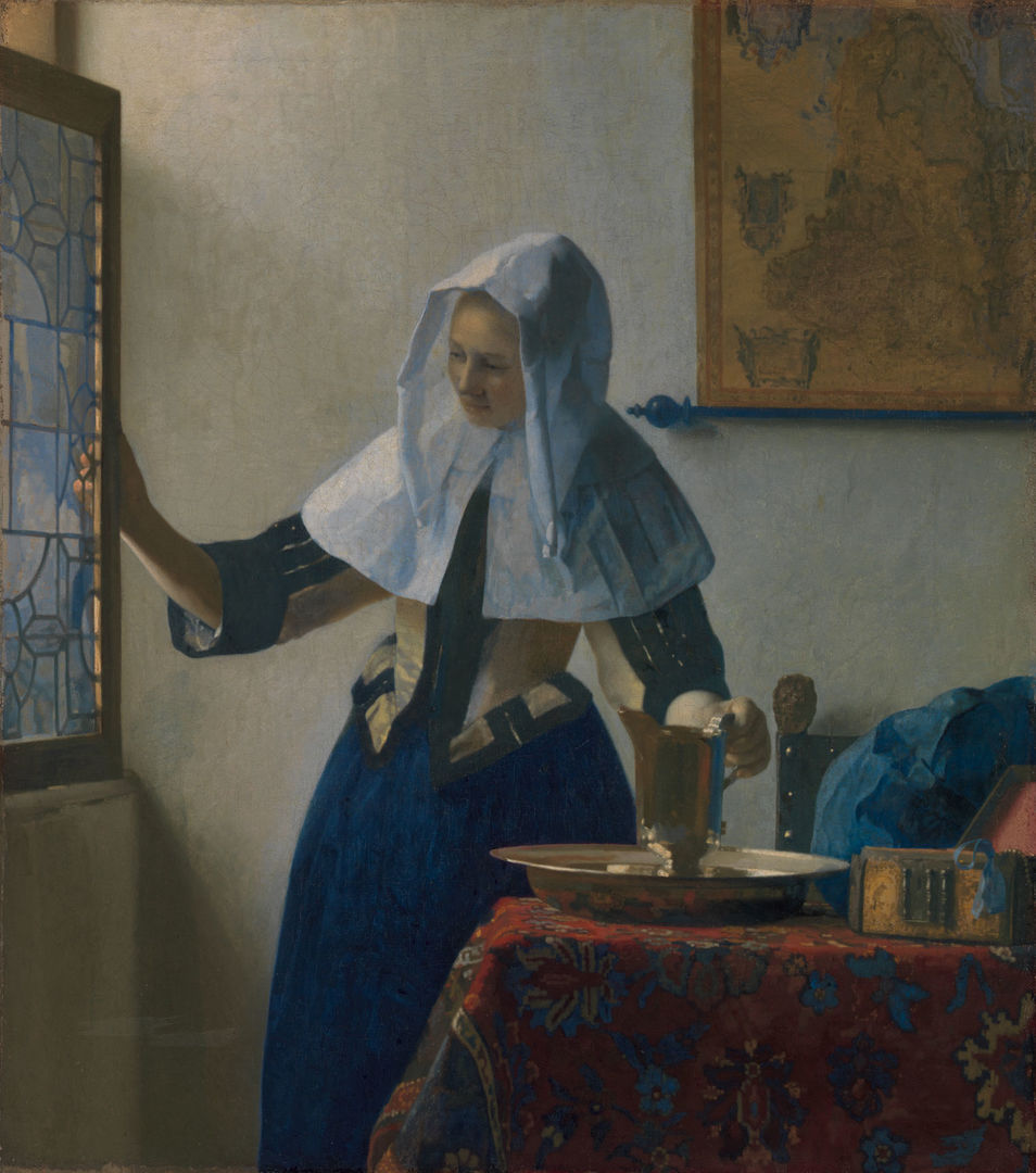 "Young Woman with a Pitcher," a Dutch Golden Age painting by Johannes Vermeer