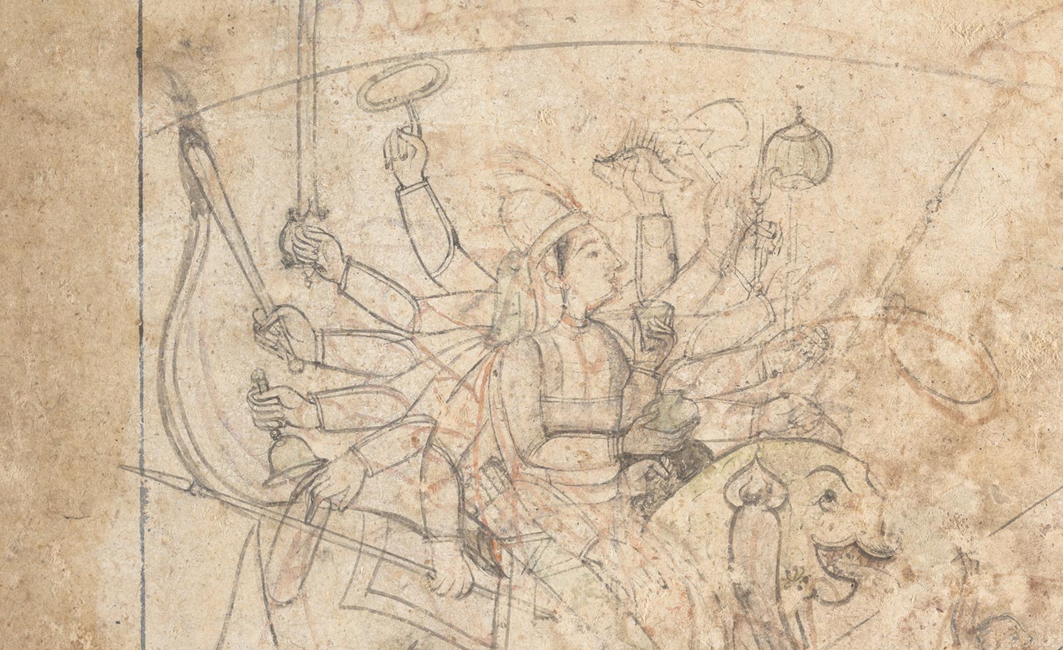 Detail of Durga painting underdrawing