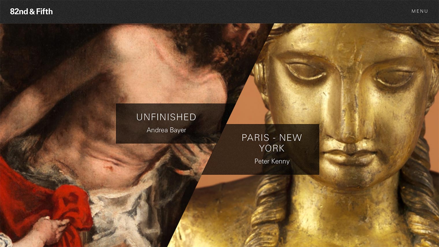 A screenshot of 82nd and 5th, showing two works of art side by side