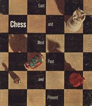 A book cover with an overhead view of a chess board