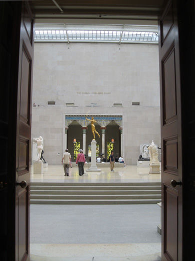 The Charles Engelhard Court, seen through the doorway of the Branch Bank facade