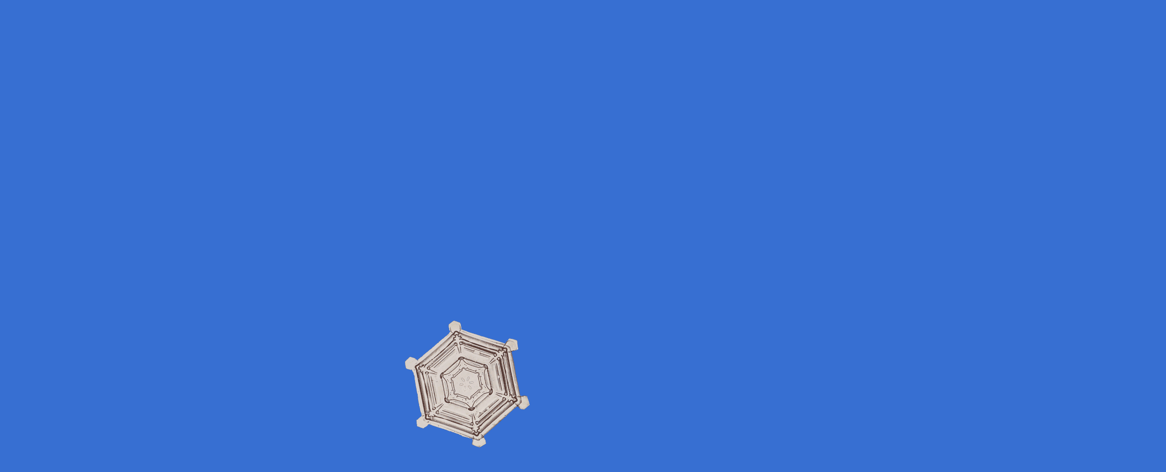Animated gif of snow crystals on a blue background