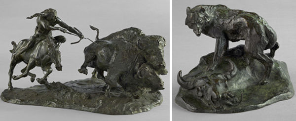 Charles M. Russell. An Enemy that Warns, 1921; Buffalo Hunt, 1905