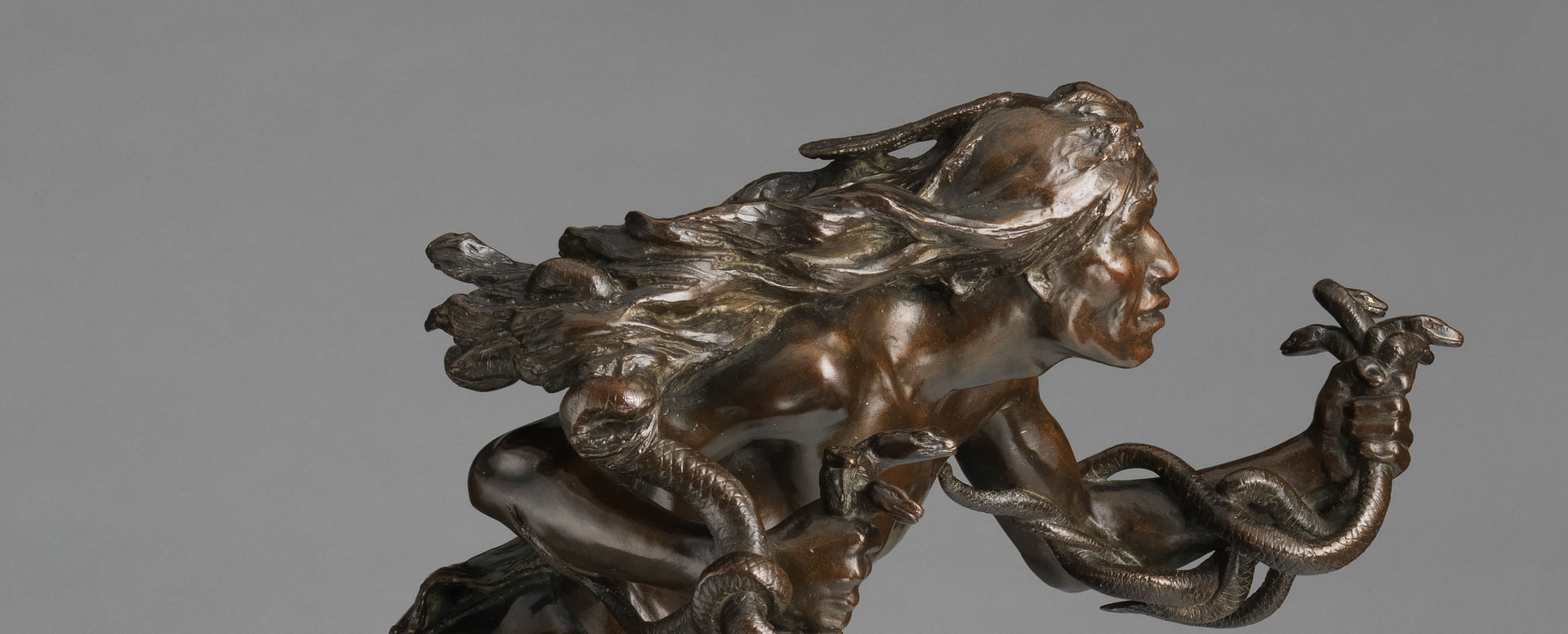 Detail view of a Hermon Atkins MacNeil sculpture, "The Moqui Prayer for Rain"