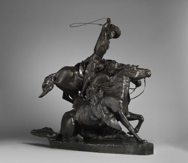 Solon Hannibal Borglum (American, 1868-1922). Lassoing Wild Horses, 1898
