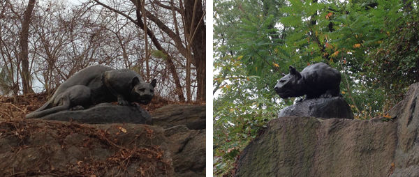 Edward Kemeys (American, 1843-1907). Still Hunt, 1881-83 (installed 1883). Bronze. Central Park, New York. Photographs by Shannon Vittoria