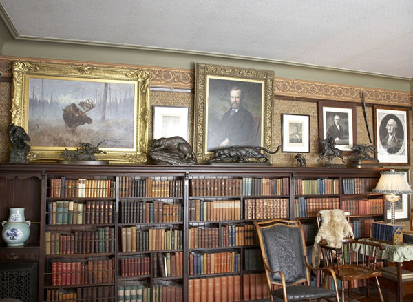 View of sculptures in Theodore Roosevelt library at Sagamore Hill National Historic Site