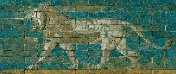 Panels with striding lions. Neo-Babylonian period, reign of Nebuchadnezzar II, 604–562 B.C. | 31.13.1-2