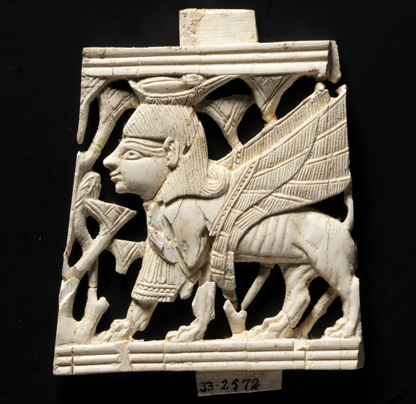 Carved Ivory plaque—striding sphinx Levant, Samaria, ca. 9th–8th century B.C. Israel Antiquities Authority (IAA 1933-2572)