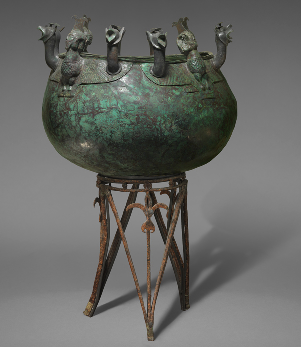 Bronze cauldron and iron stand. Cypro-Archaic, ca. 8th–7th century B.C. Cyprus, Salamis, Tomb 79. Cyprus Museum, Nicosia (SAL T.79/202, 202[b])