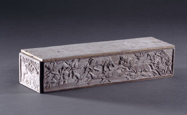 Game box with chariot hunt. Enkomi, Cyprus. ca. 1250-1100 B.C. The Trustees of the British Museum