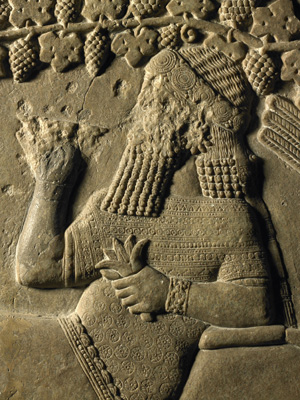 Gypsum alabaster banquet relief of Ashurbanipal (detail)
