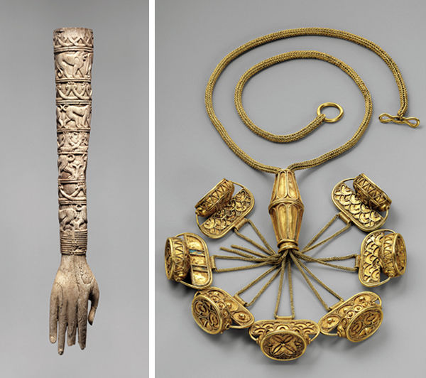 Left: Ivory Handle; Right: Gold Necklace