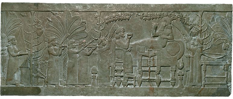 Banquet scene relief of Ashurbanipal