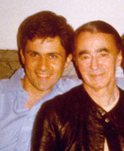 Caranicas (left) and James in the Chelsea Hotel lobby, May 1975