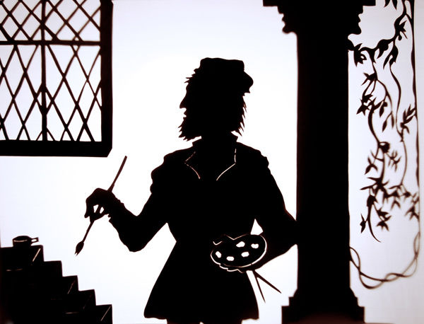 Shadow puppet of Pieter Coecke van Aelst in his workshop