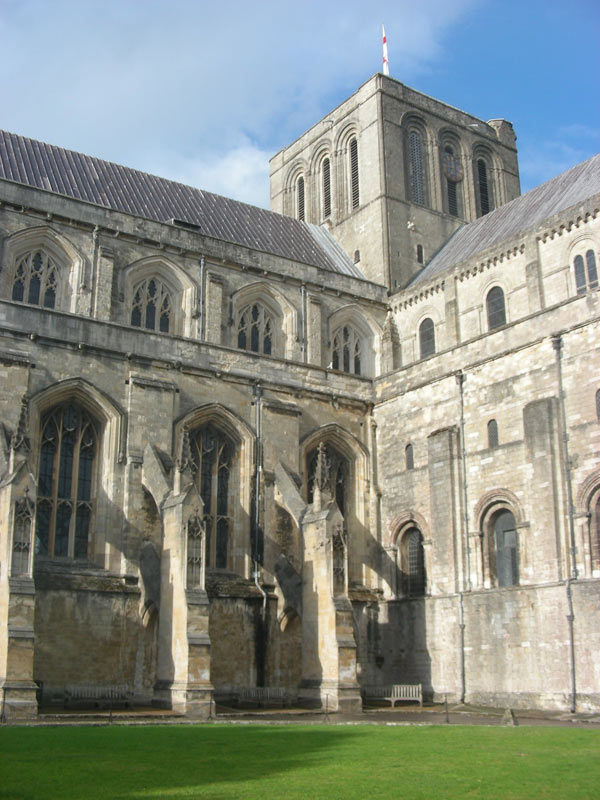 Romanesque crossing tower and transept joining the Gothic nave