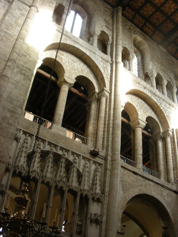 Interior of the Romanesque transept with triforium gallery