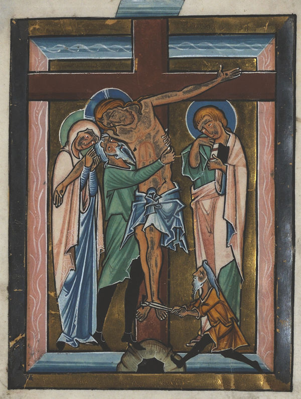  Figure 7. This work mid-13th work shows distracting forms of discolored lead white in the flesh tones. Manuscript Leaf with the Deposition, from a Psalter, mid-13th century. German. Tempera, ink, gold, and silver on parchment; Overall (folio): 6 5/16 x 4 11/16 in. (16.1 x 11.9 cm) Illumination: 5 11/16 x 4 1/8 in. (14.5 x 10.5 cm) Mat: 12 x 10 in. (30.5 x 25.4 cm). The Metropolitan Museum of Art, New York, Fletcher Fund, 1925 (25.204.2)