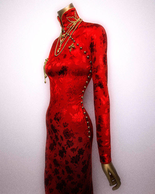 Red dress with gold details