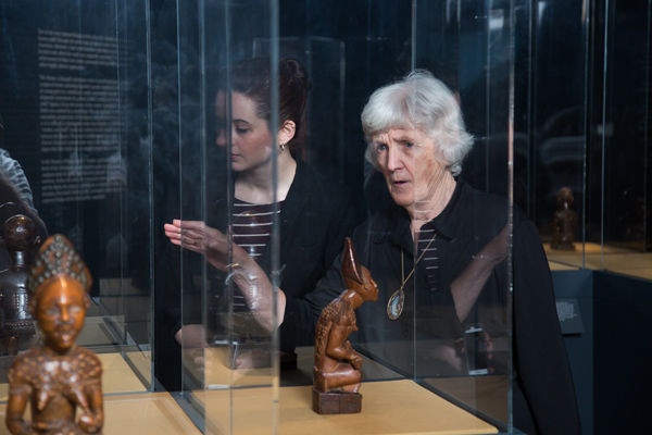 Phyllis Martin and Kristen Windmuller-Luna in the exhibition galleries