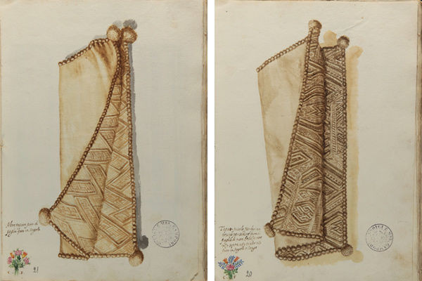 Two watercolors of cushion covers