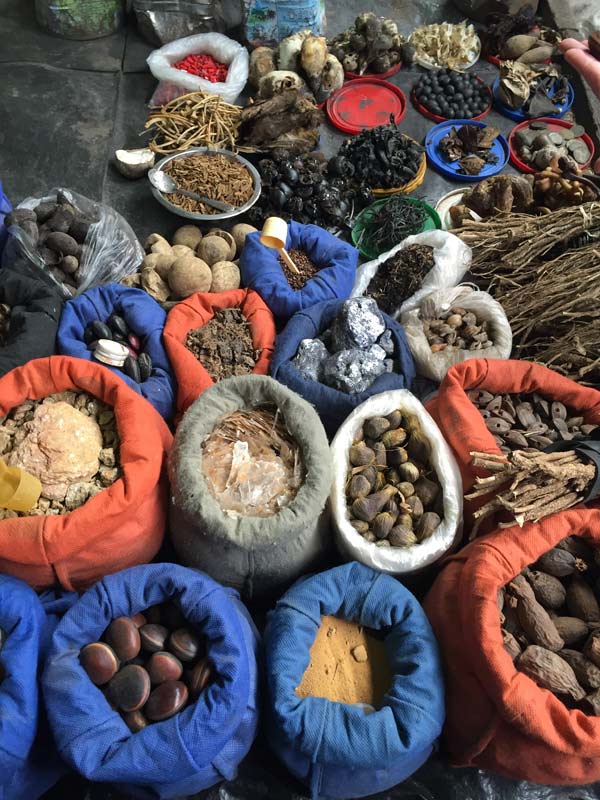 Produce in colorful bags