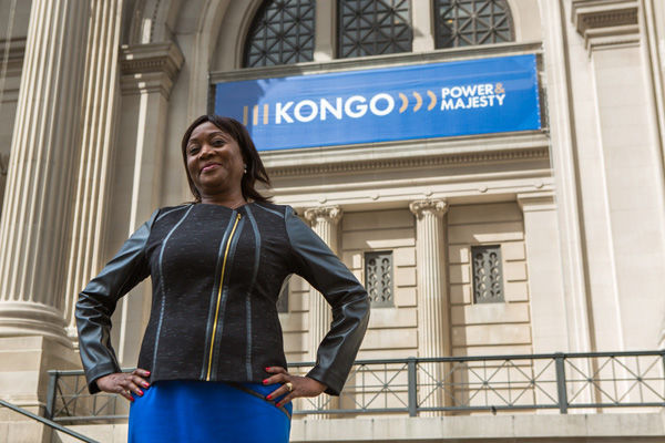 Lydie Pongault on the front steps of the Met