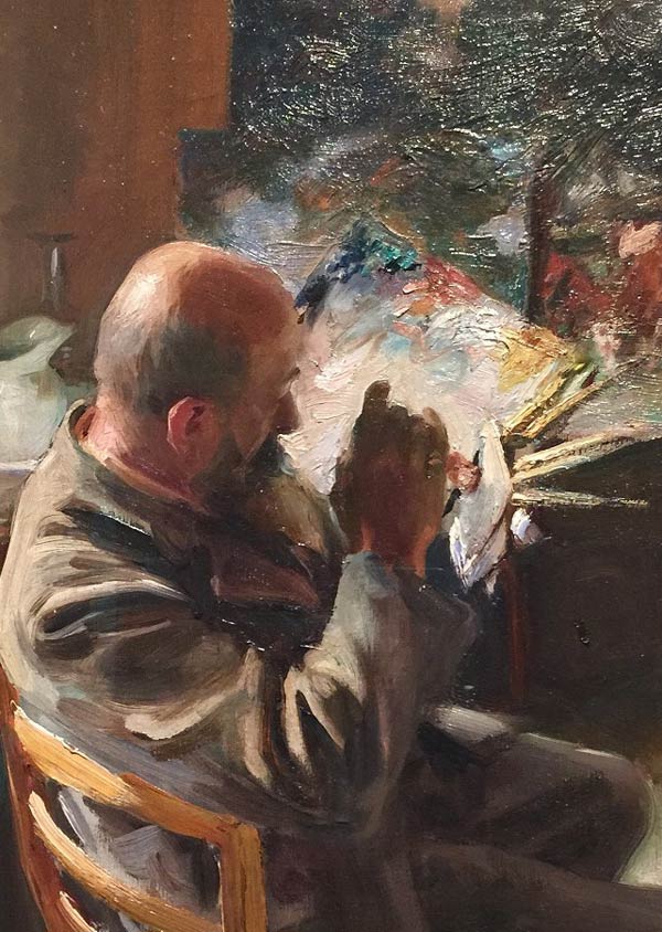 John Singer Sargent (American, 1856–1925). An Artist in His Studio (Ambrogio Raffele) (detail)