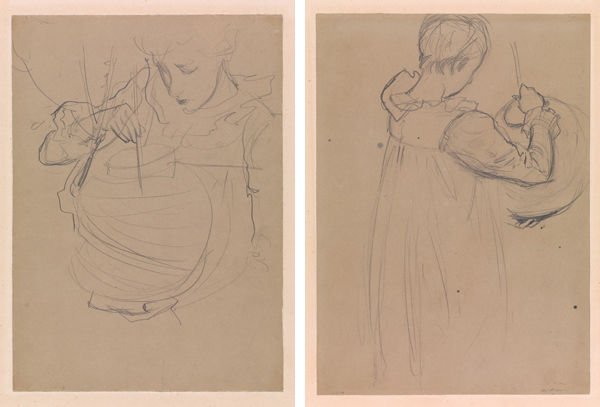 John Singer Sargent (American, 1856–1925). Dorothy Barnard, Study for 'Carnation, Lily, Lily, Rose'; verso: Polly Barnard, Study for 'Carnation, Lily, Lily, Rose,' ca. 1885–86. Graphite pencil on paper; 13 1/4 × 9 1/2 in. (33.7 × 24.1 cm). The Metropolitan Museum of Art, New York, Purchase, Marguerite and Frank A. Cosgrove Jr. Fund, 2015 (2015.283a, b)