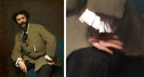 Carolus Duran, full portrait and detail of hand