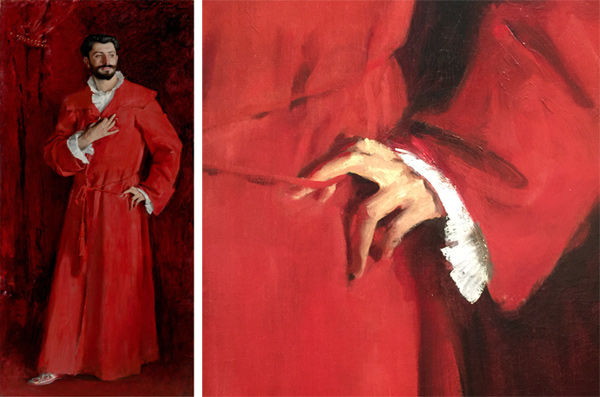 Dr. Pozzi, full portrait and detail of hand