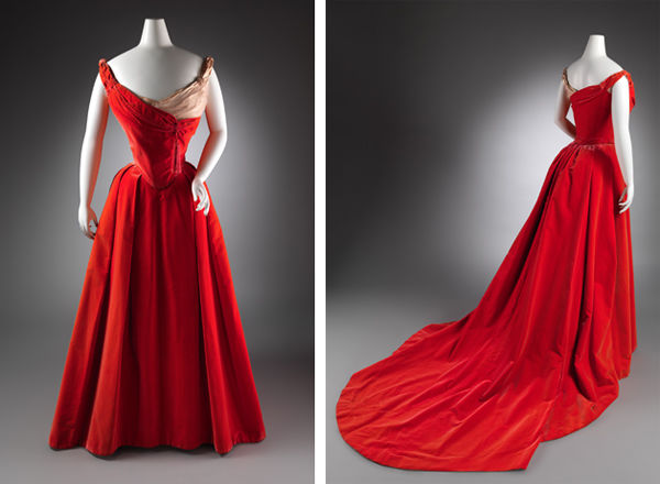 Two views of a red dress