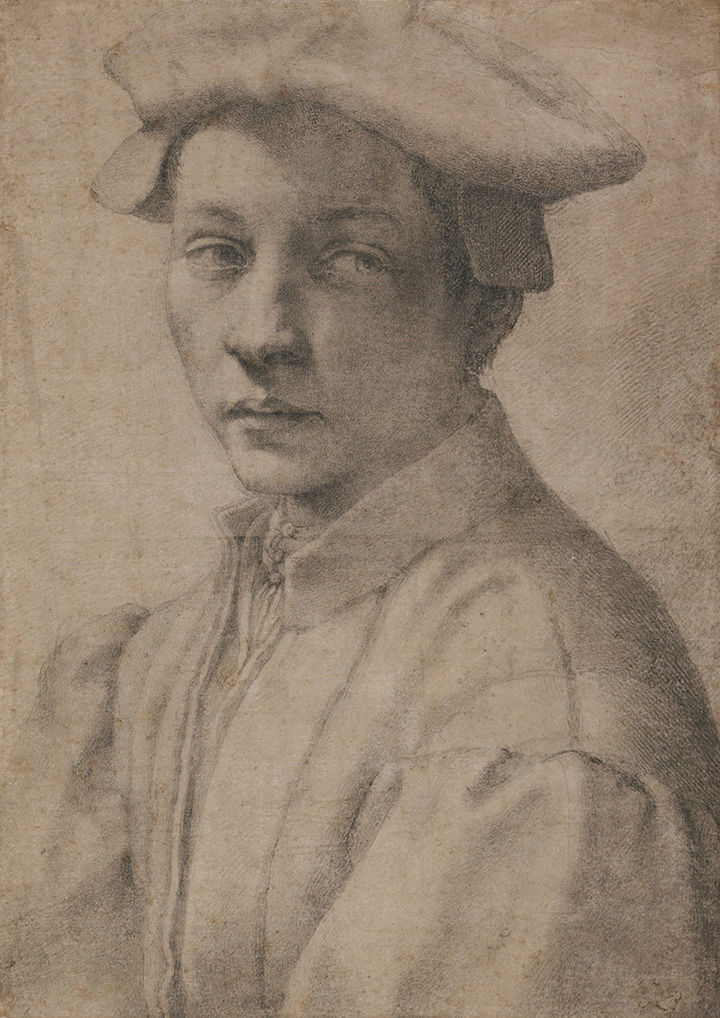 'Portrait of Andrea Quaratesi' by Michelangelo, depicting a boy wearing a hat