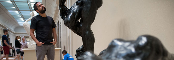 Wilfredo Prieto looks Auguste Rodin sculptures