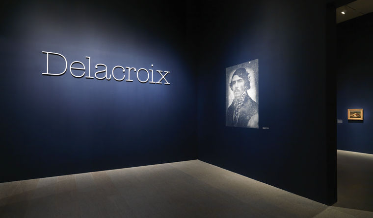 View of the entrance to the Met exhibition "Delacroix"