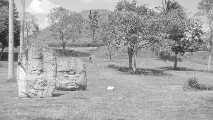 Black-and-white archival photo of the La Venta site