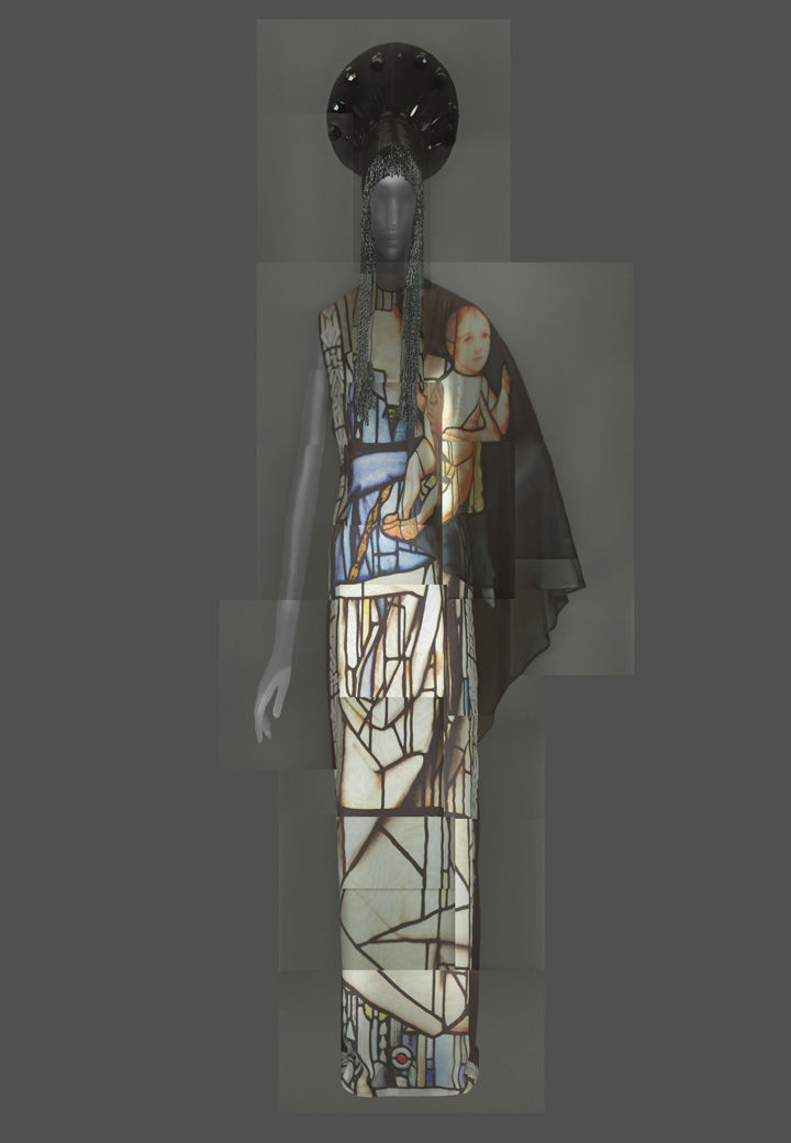 Jean Paul Gaultier evening ensemble inspired by medieval stained-glass designs