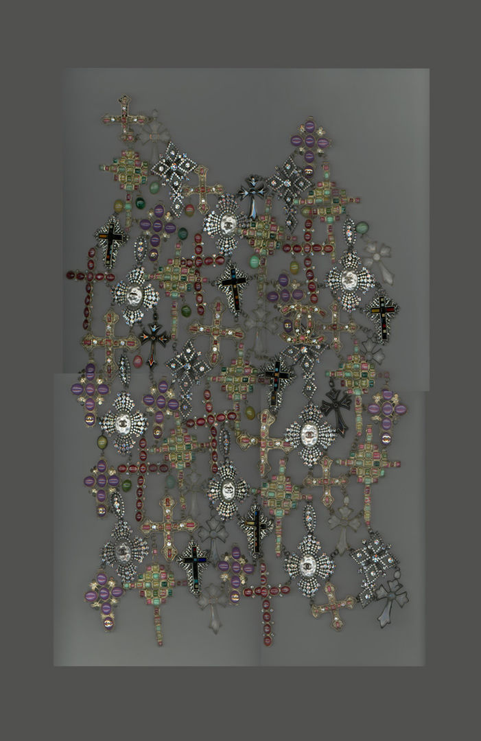 A gilet by Karl Lagerfeld featuring a number of crosses
