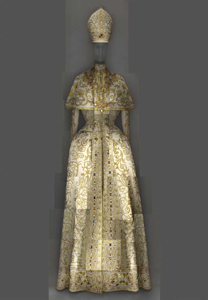 John Galliano evening ensemble inspired by papal robes