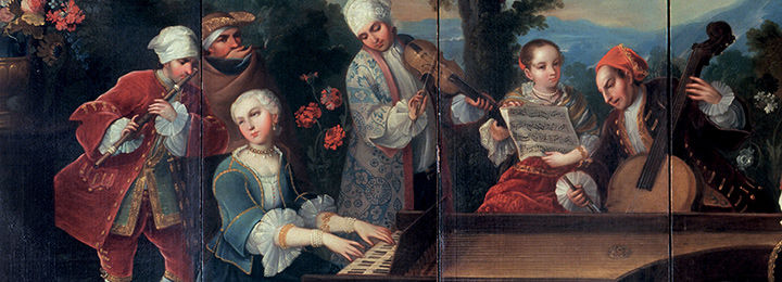 Detail from Folding Screen with Fête Galante and Musicians