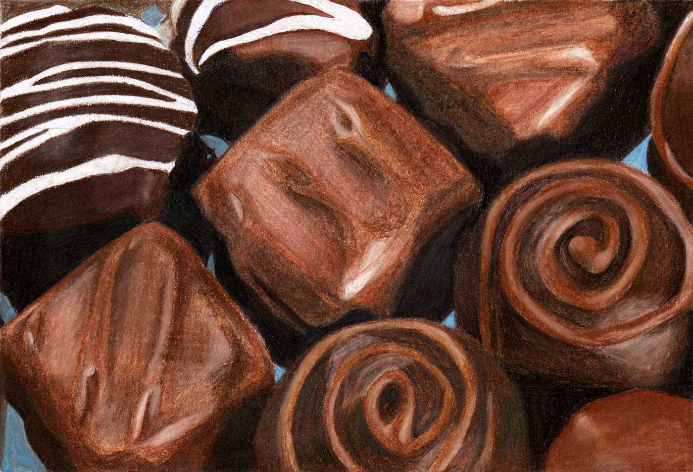 drawing of filled chocolate candy.