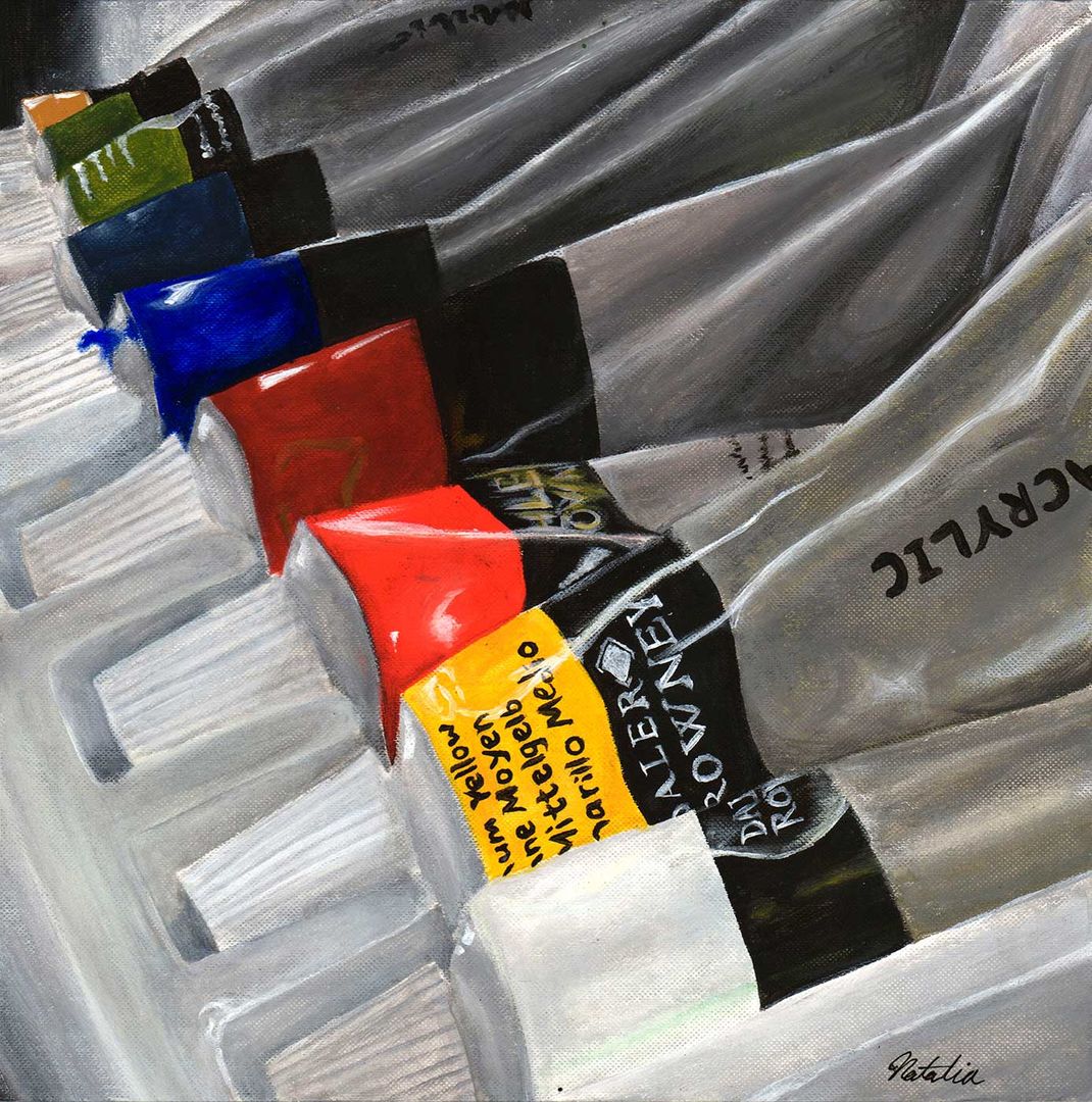 painting of acrylic paint tubes.