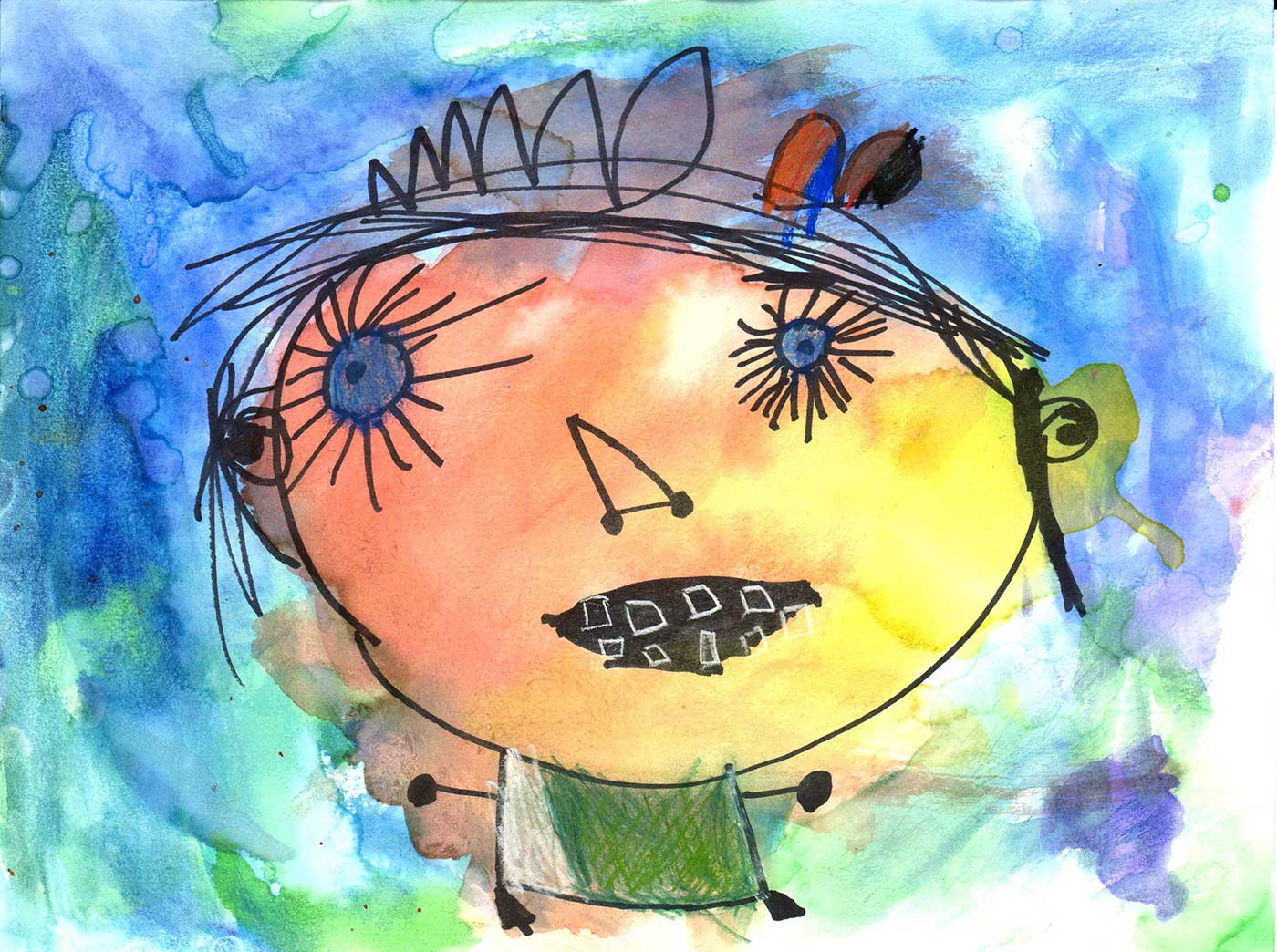 colorful drawing of a child.