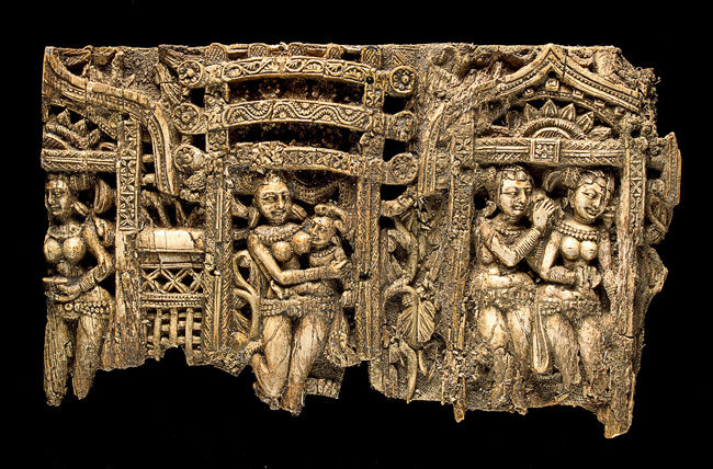 Plaque with women under gateways